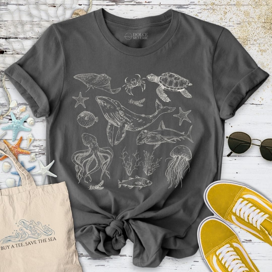 Vintage Marine Animals T-Shirt Charcoal / S