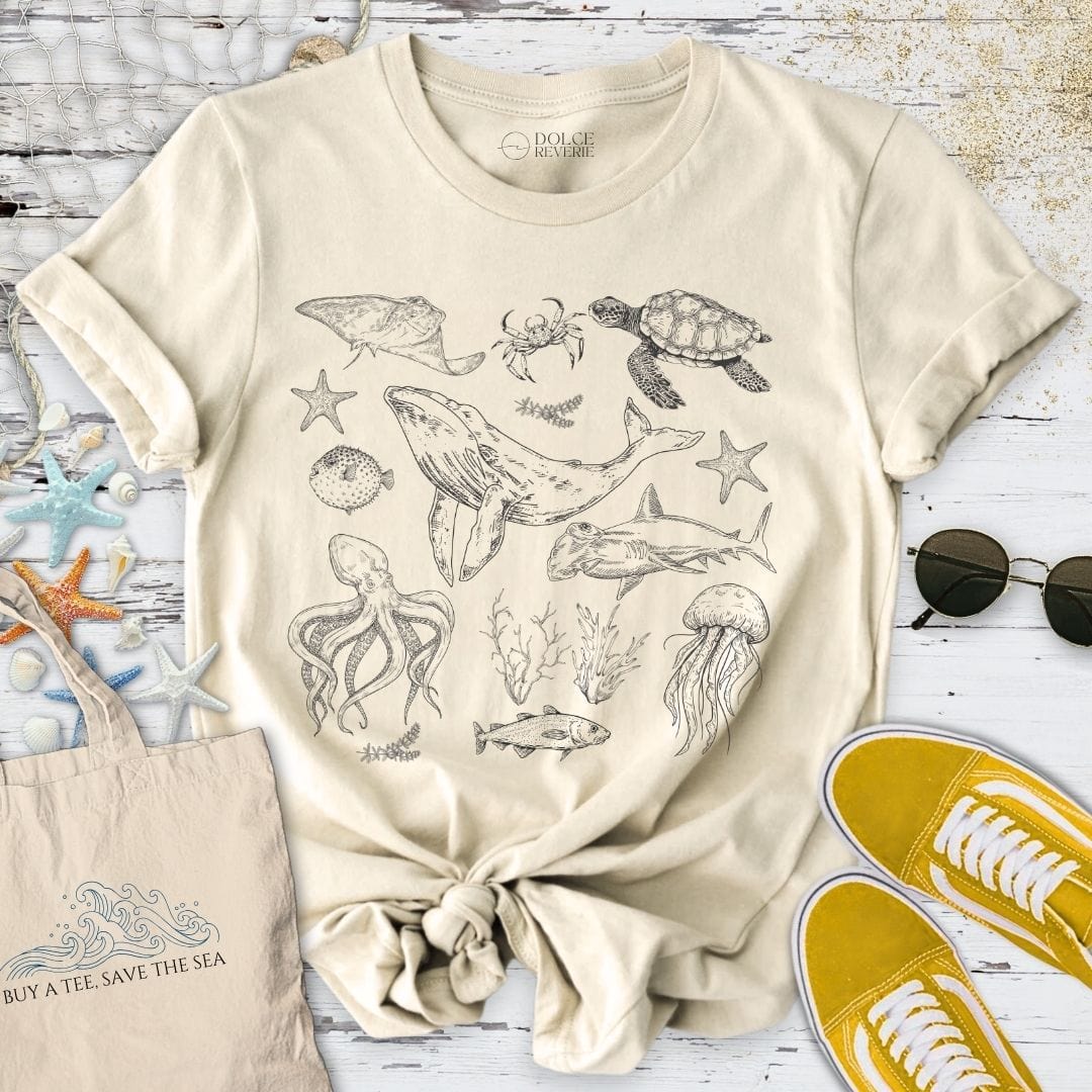 Vintage Marine Animals T-Shirt Natural / S