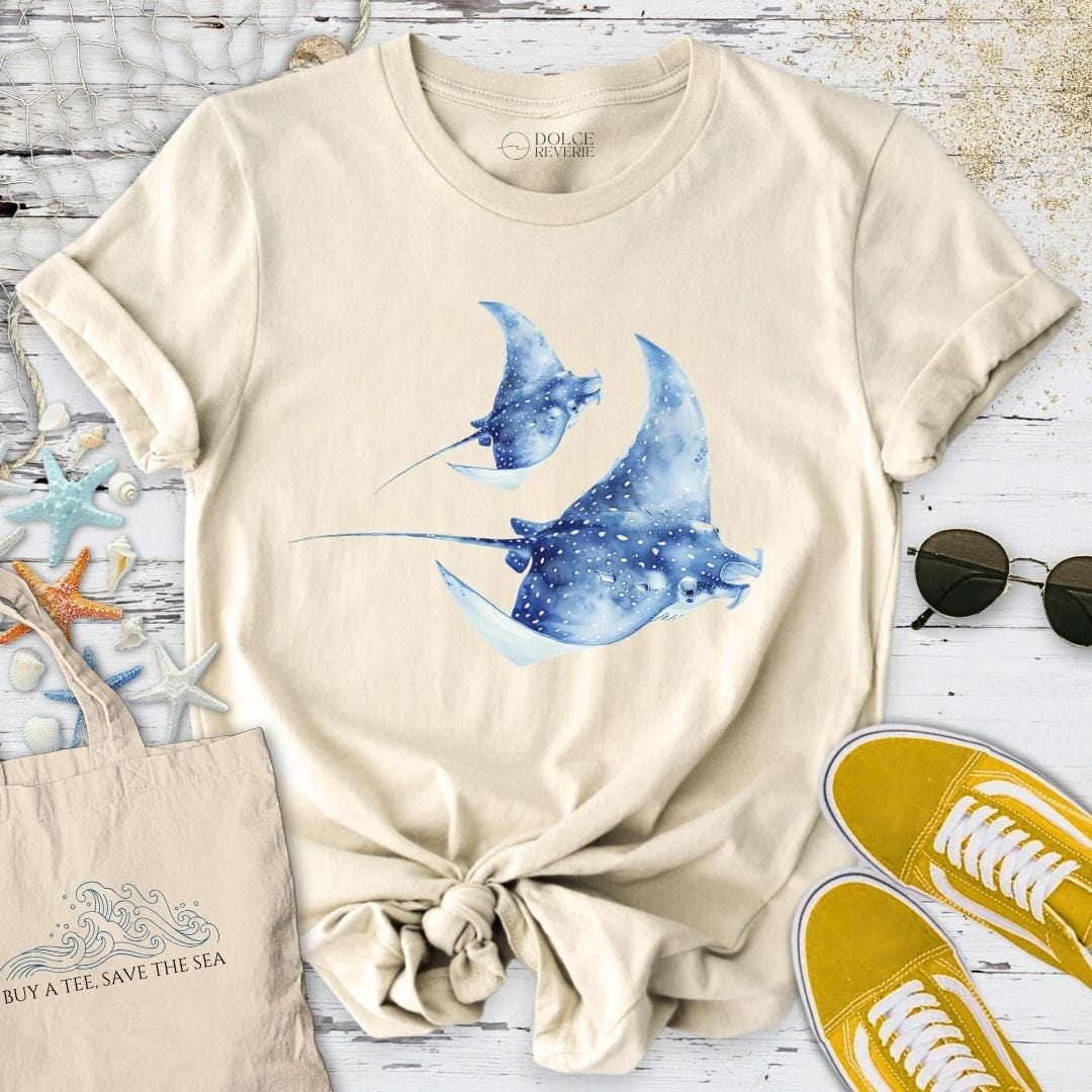 Watercolor Manta Rays T-Shirt Natural / S