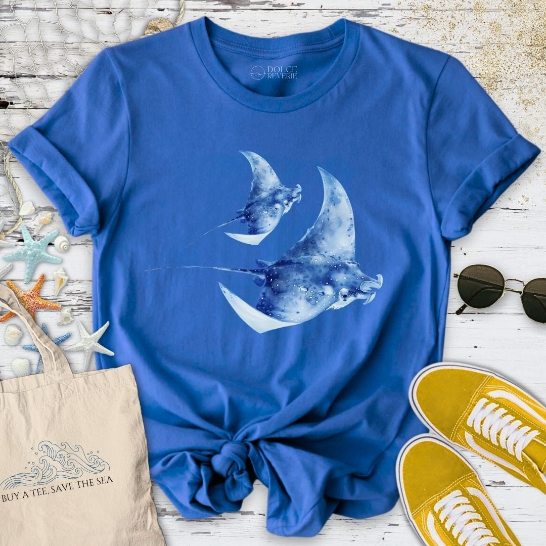 Watercolor Manta Rays T-Shirt Royal / S