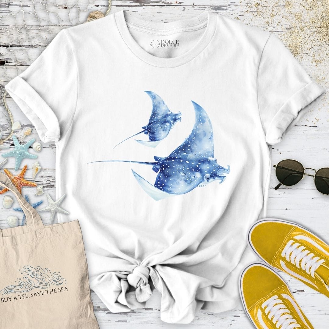 Watercolor Manta Rays T-Shirt White / S
