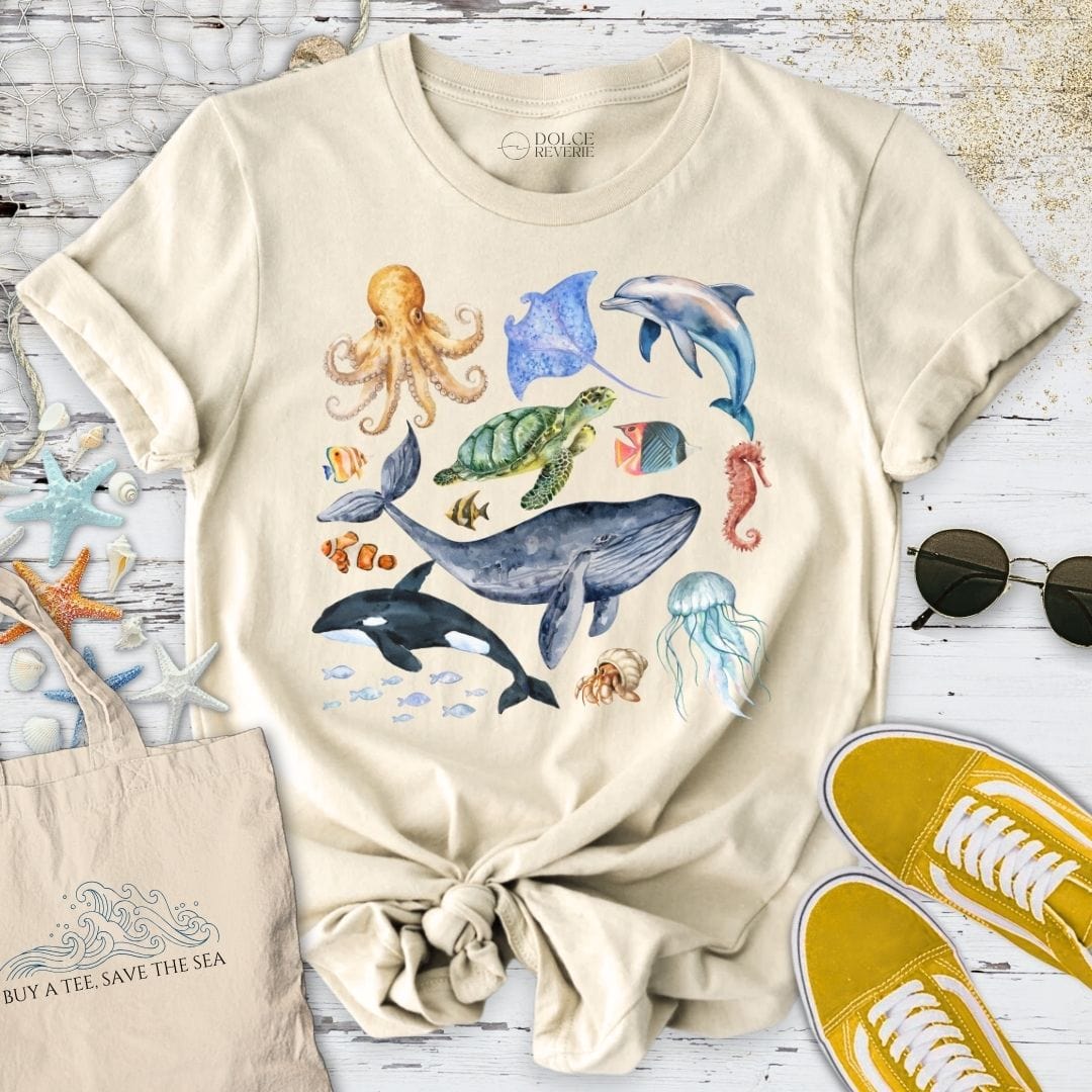 Watercolor Marine Life T-Shirt Natural / S
