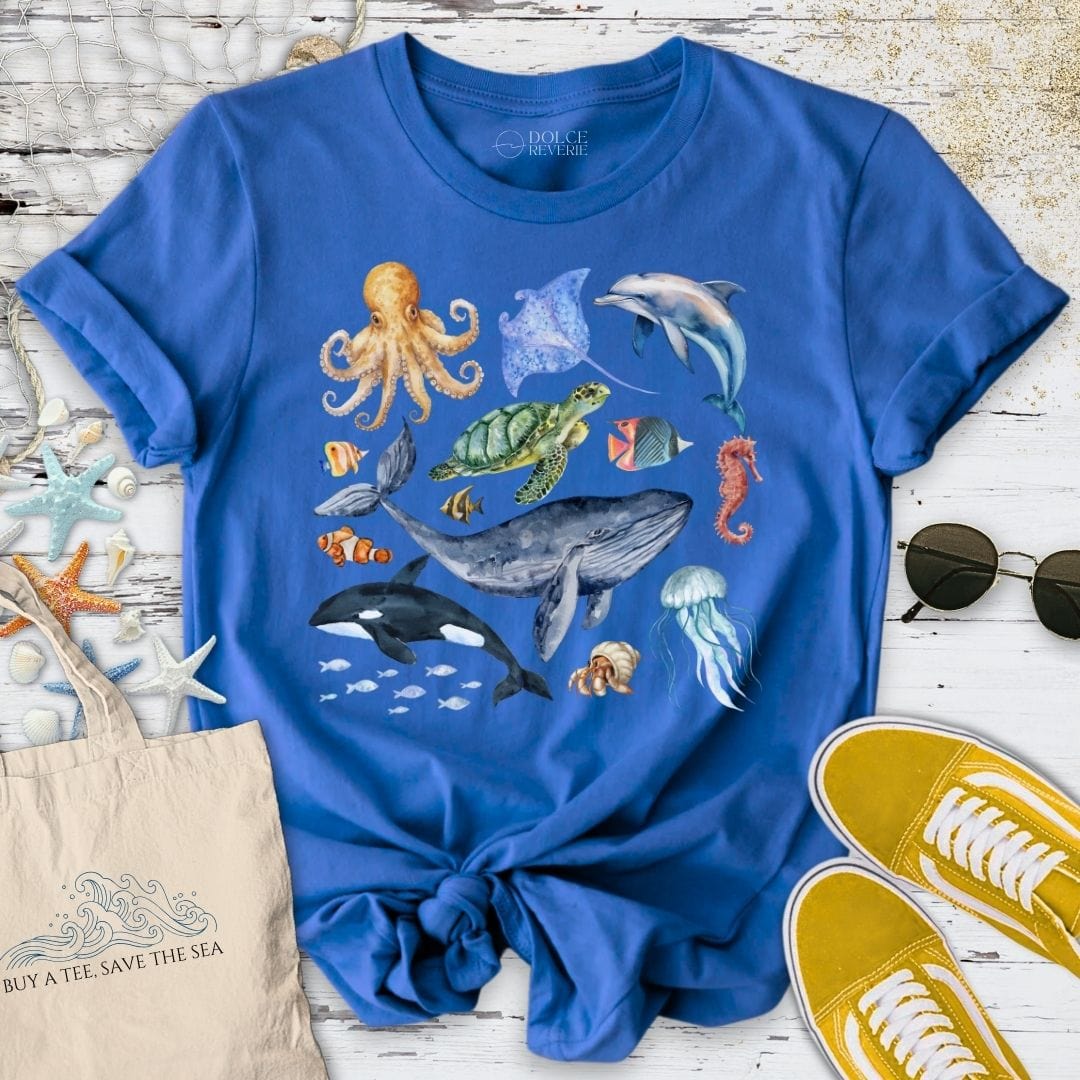 Watercolor Marine Life T-Shirt Royal / S