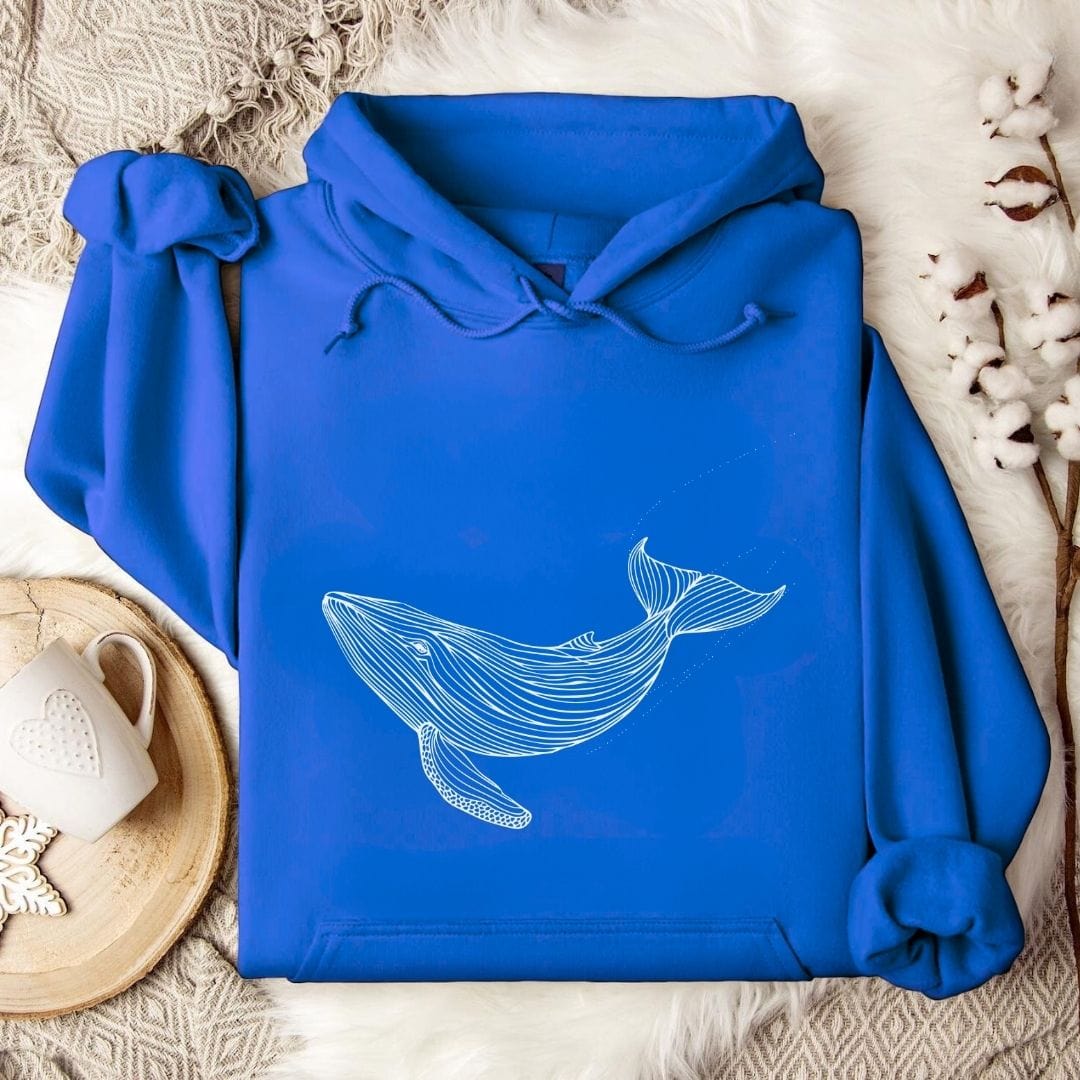 Whale Line Art Hoodie Royal / S