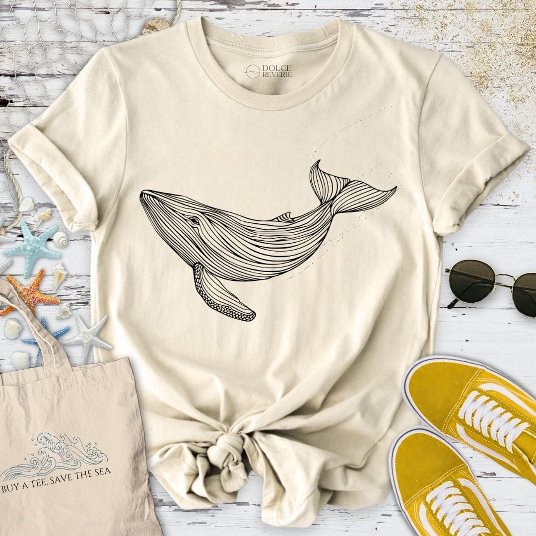 Whale Line Art T-Shirt Natural / S