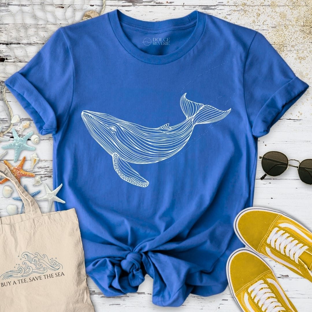 Whale Line Art T-Shirt Royal / S