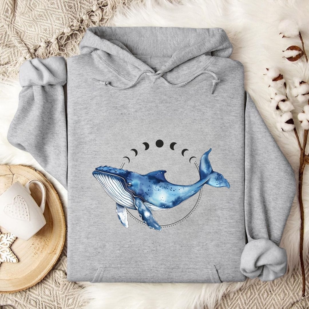 Whale & Moon Hoodie Sport Grey / S