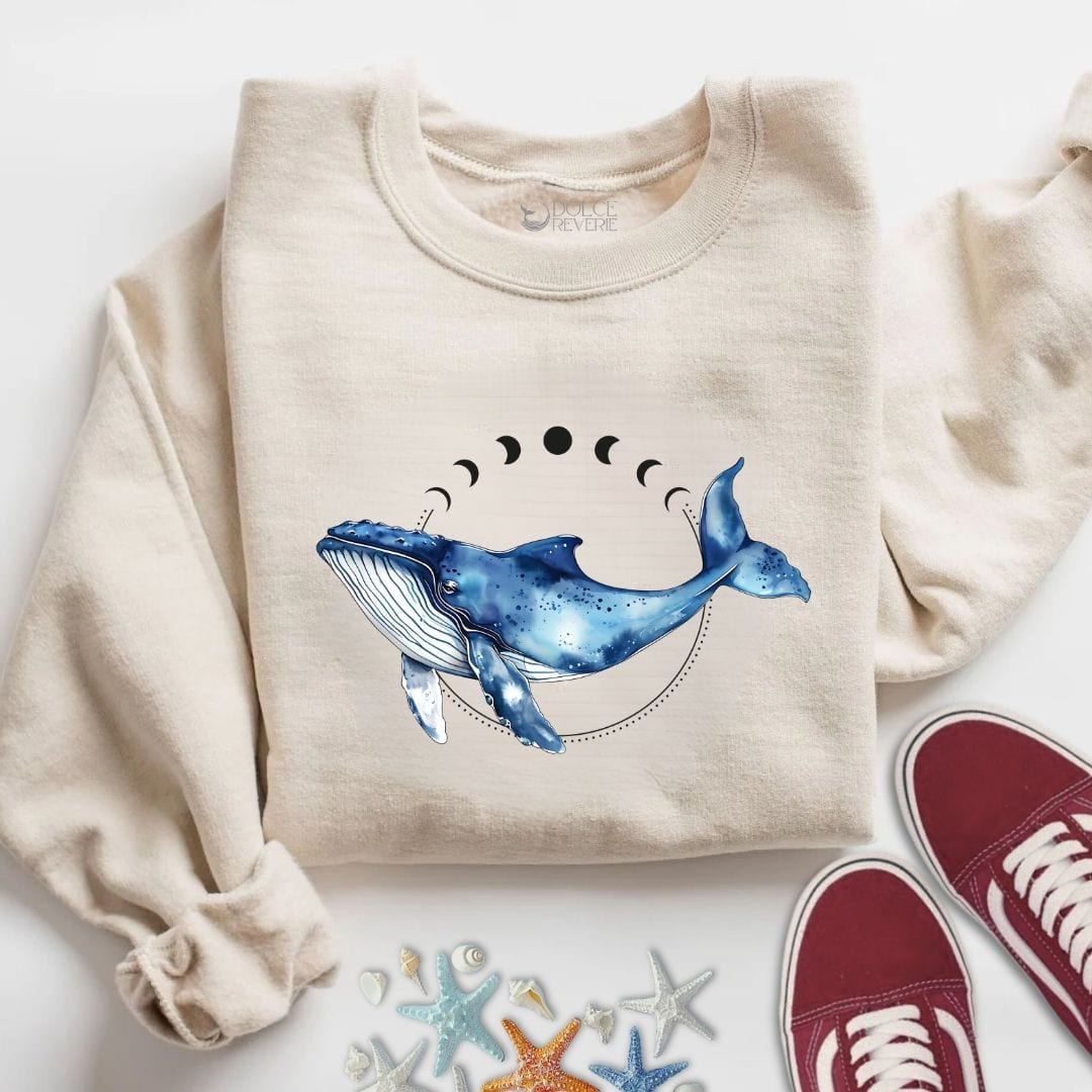 Whale & Moon Sweatshirt S / Sand