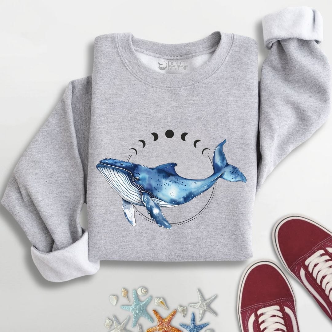 Whale & Moon Sweatshirt S / Sport Grey