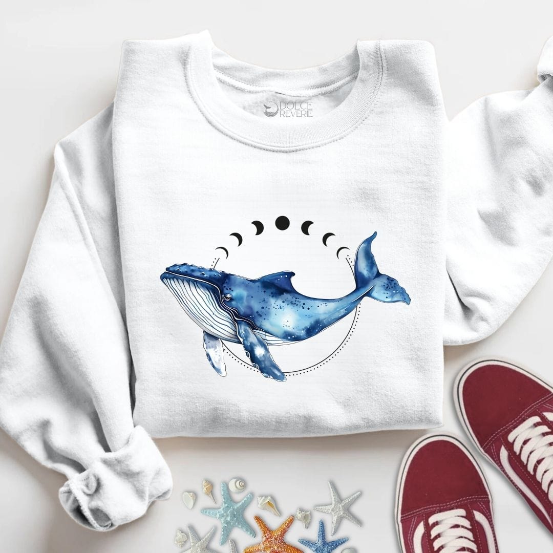 Whale & Moon Sweatshirt S / White