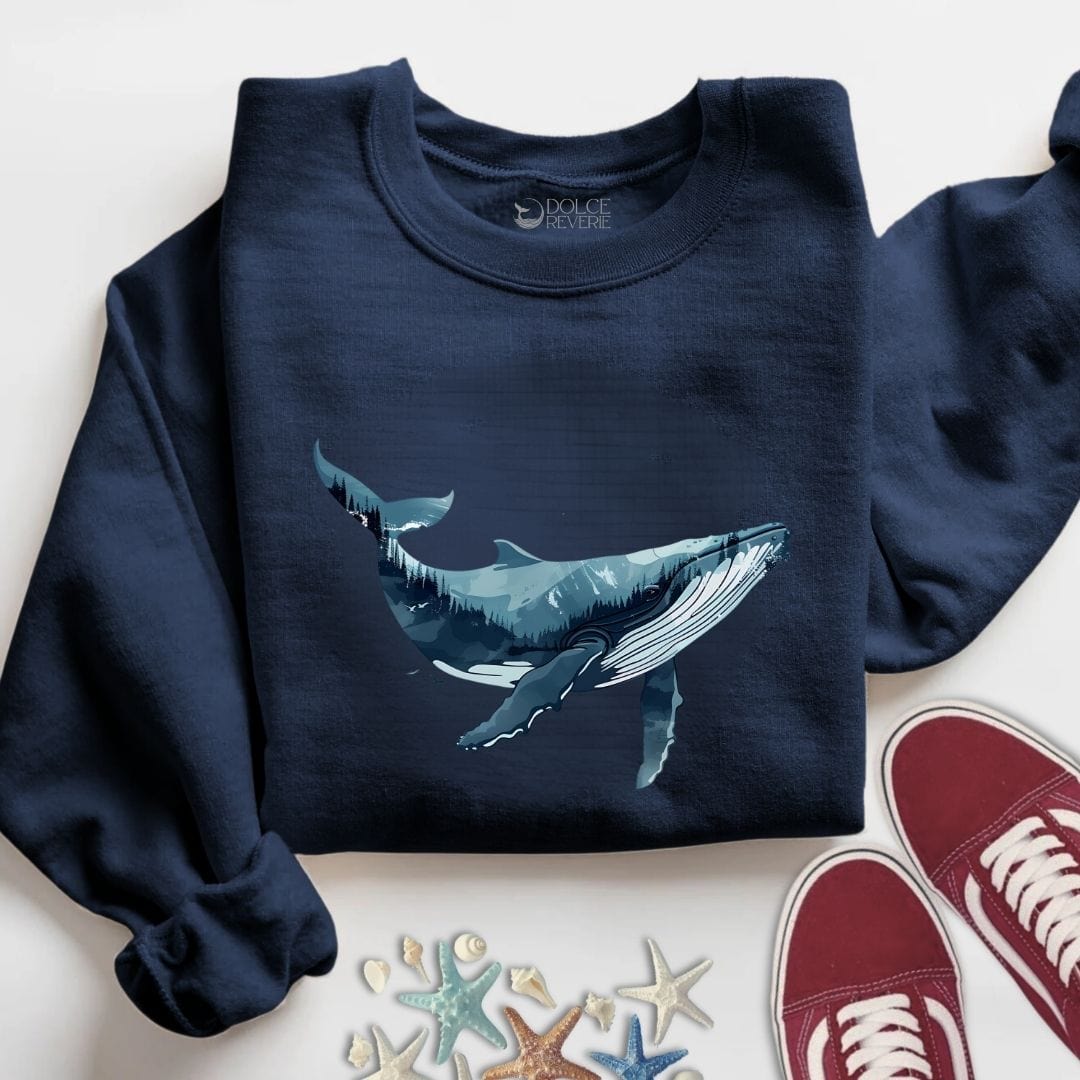 Whale & Mountains Sweatshirt S / Navy