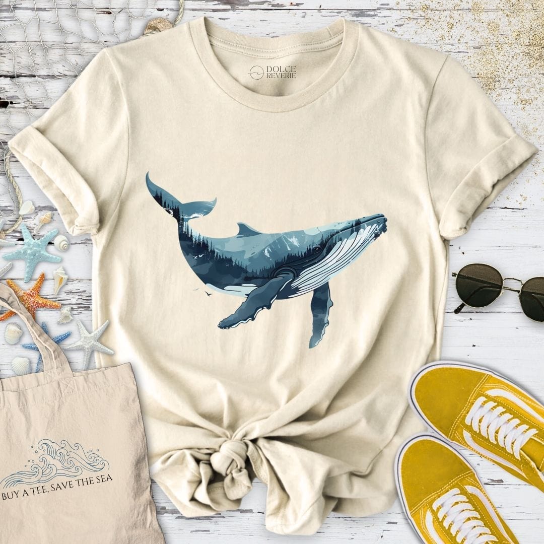 Whale & Mountains T-Shirt Natural / S