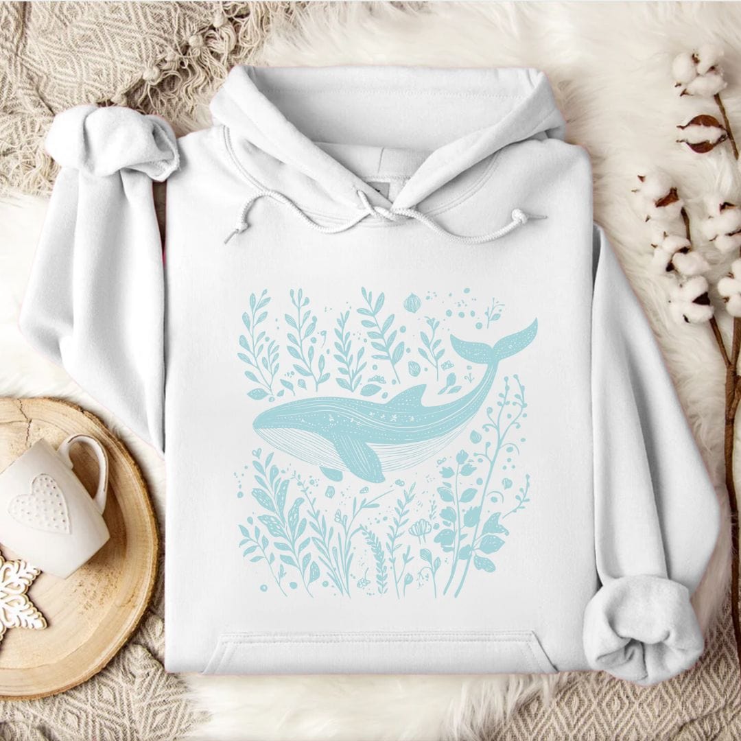 Whale & Plants Hoodie White / S