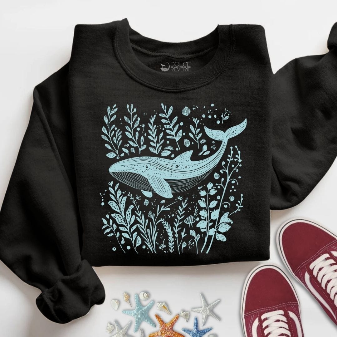 Whale & Plants Sweatshirt S / Black