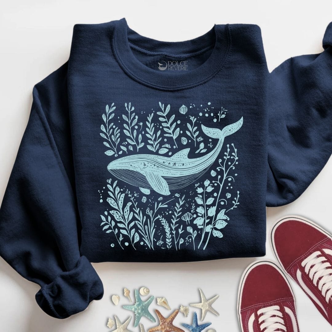 Whale & Plants Sweatshirt S / Navy