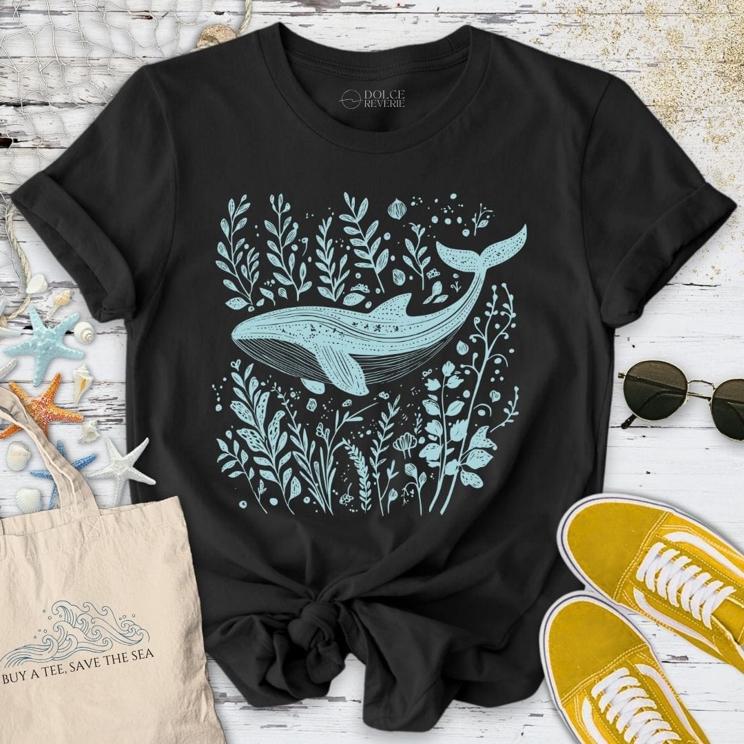 Whale & Plants T-Shirt Black / S
