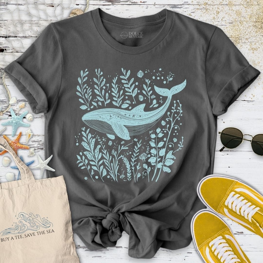 Whale & Plants T-Shirt Charcoal / S