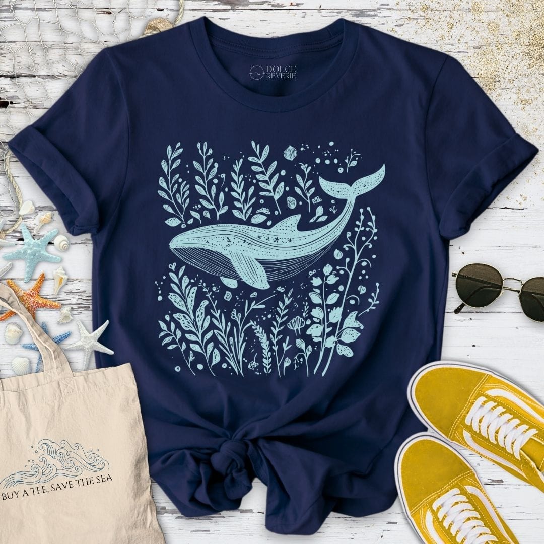 Whale & Plants T-Shirt Navy / S