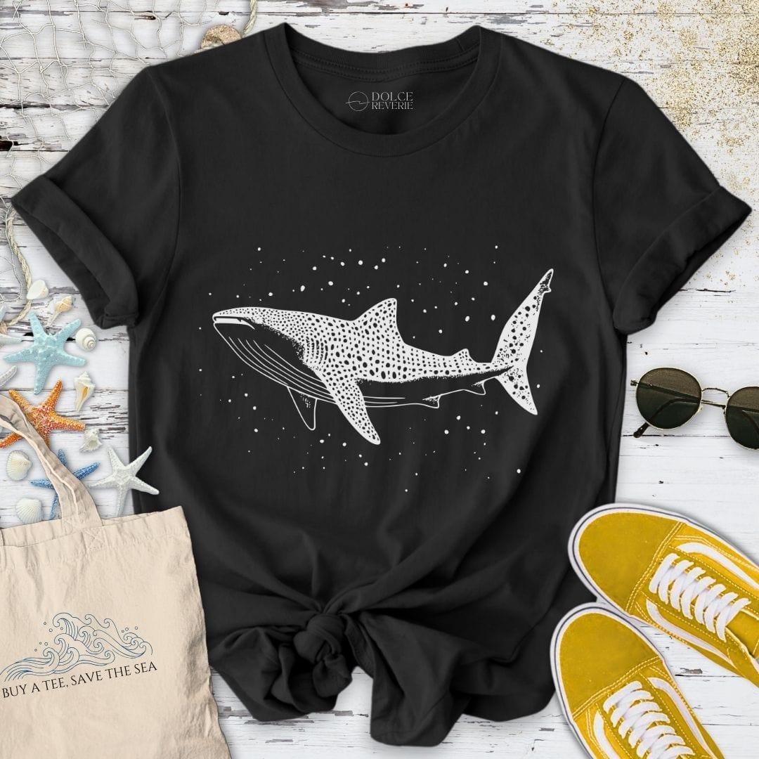 Whale Shark Line Art T-Shirt Black / S