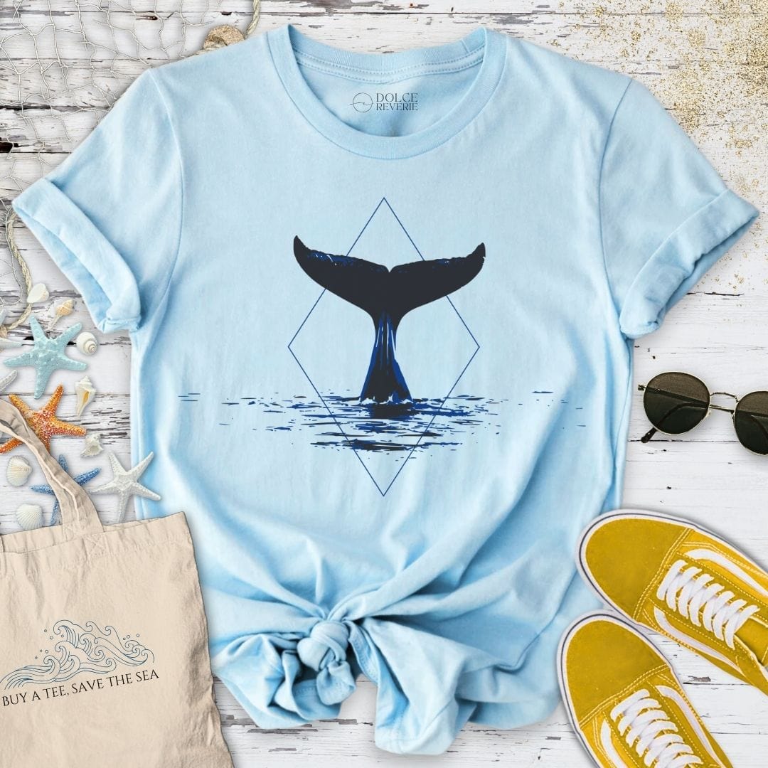 Whale Tail Geometric T-Shirt Light Blue / S