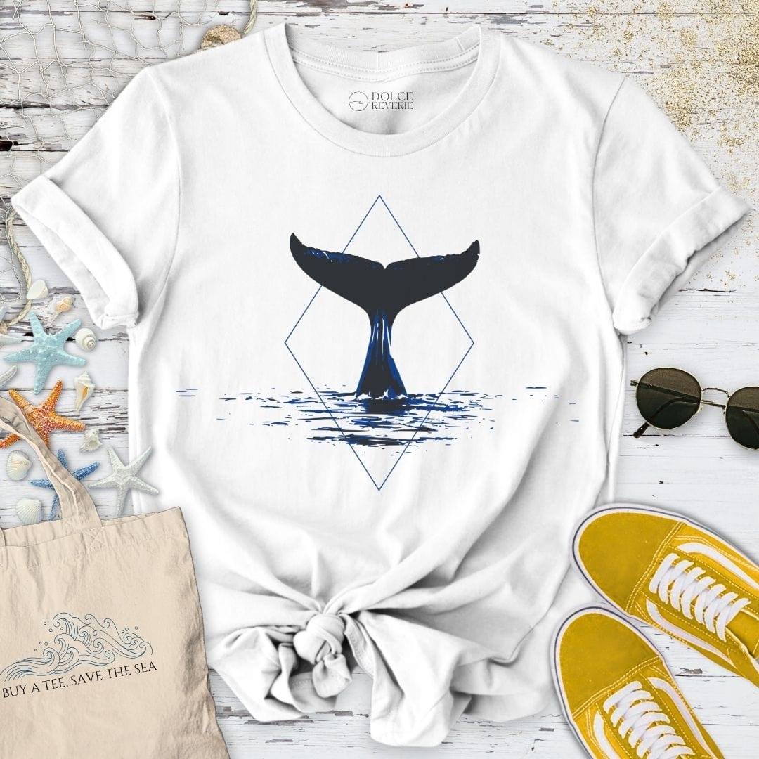 Whale Tail Geometric T-Shirt White / S