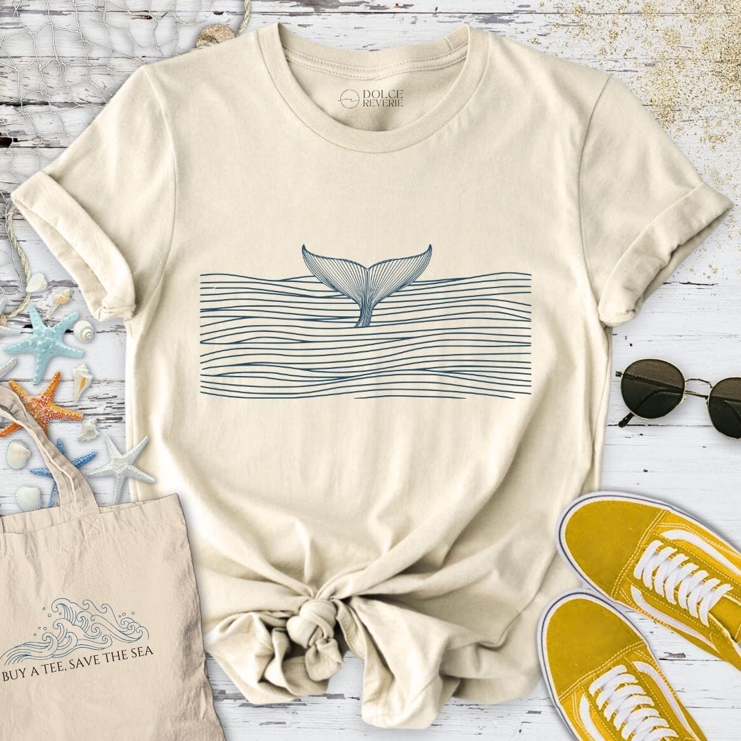 Whale Tail in a Sea of Lines T-Shirt Natural / S