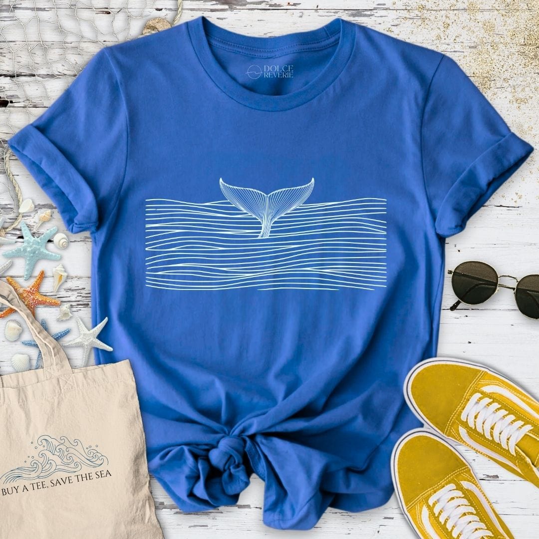 Whale Tail in a Sea of Lines T-Shirt Royal / S