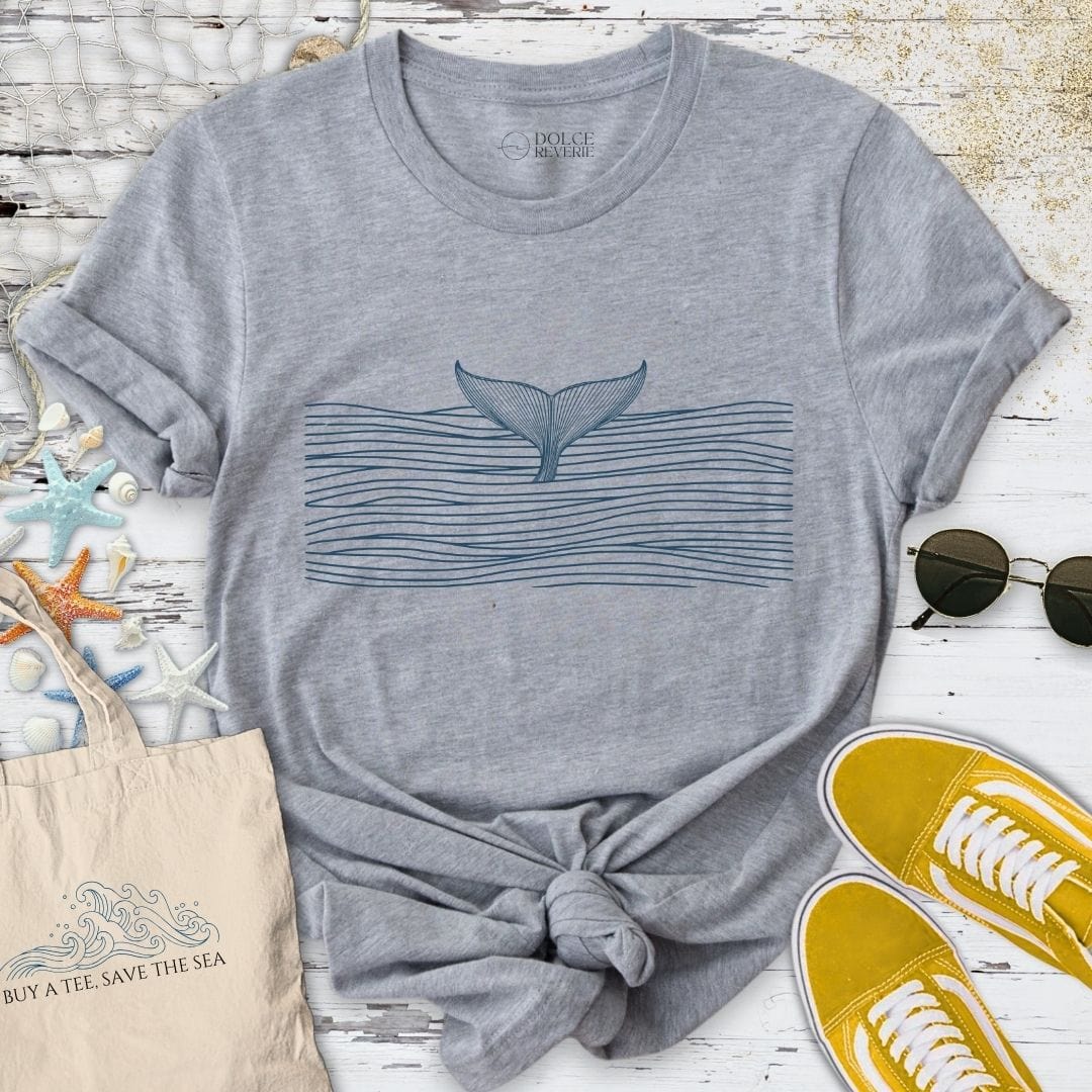 Whale Tail in a Sea of Lines T-Shirt Sport Grey / S