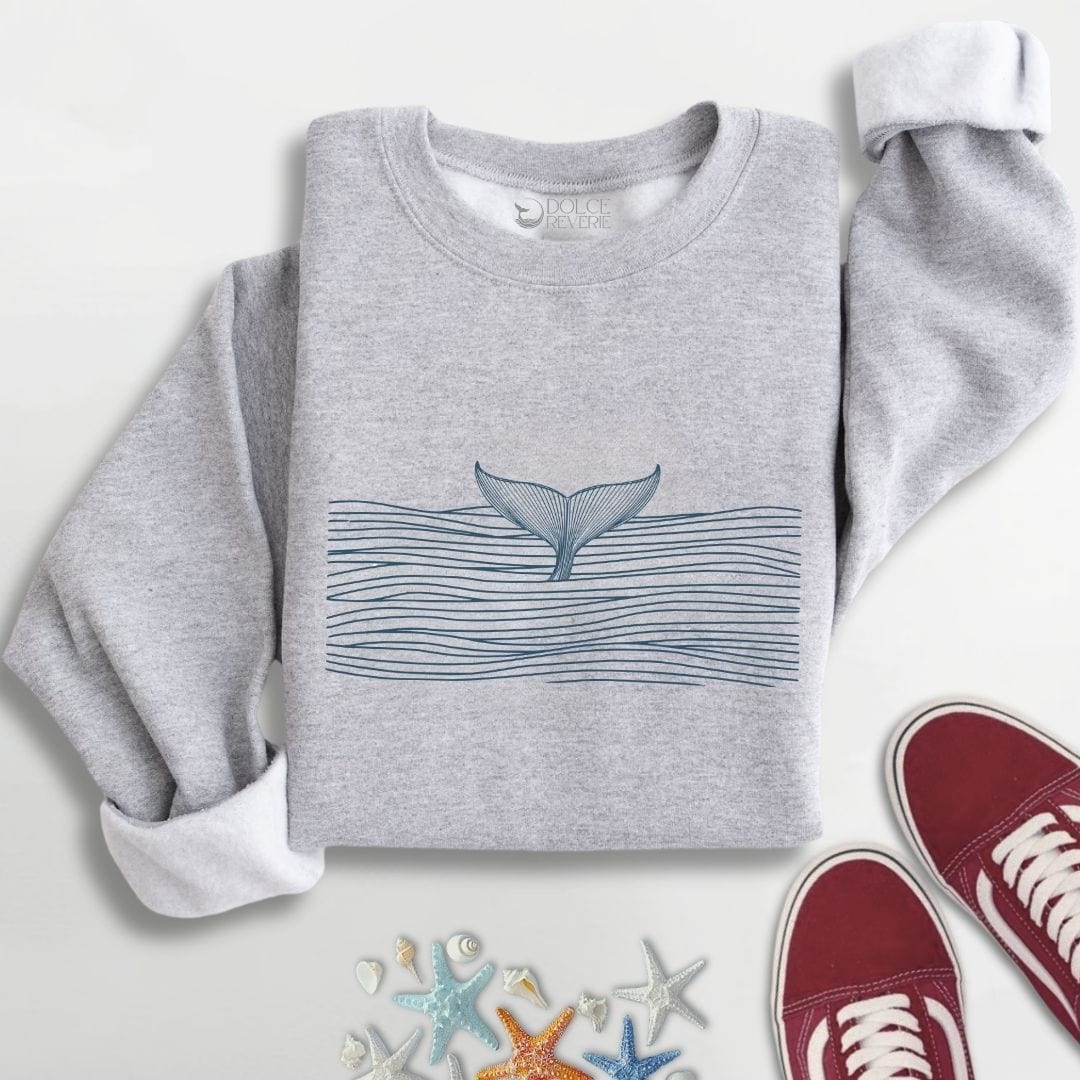Whale Tail & Sea Of Lines Sweatshirt S / Sport Grey