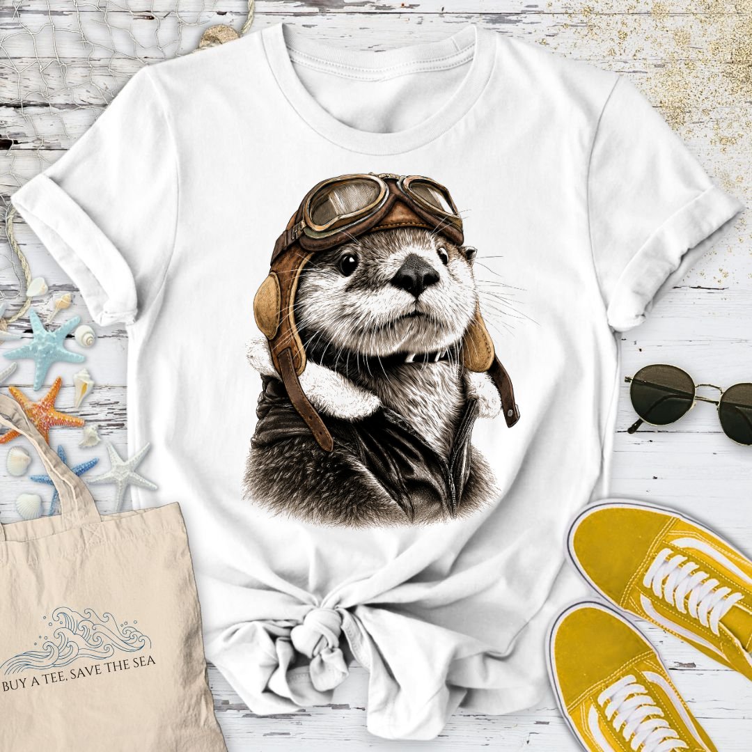 Aviator Otter T-Shirt T-Shirt in White - Dolce Reverie