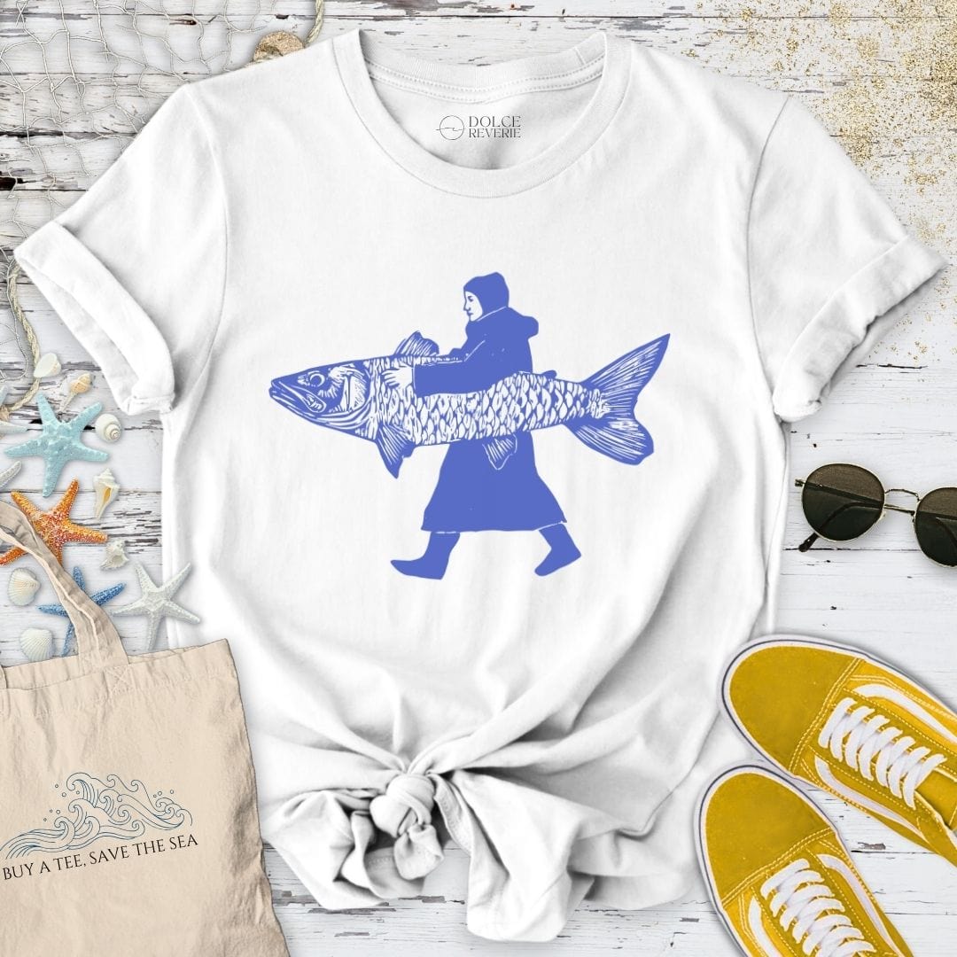 Woman And The Fish T-Shirt White / S