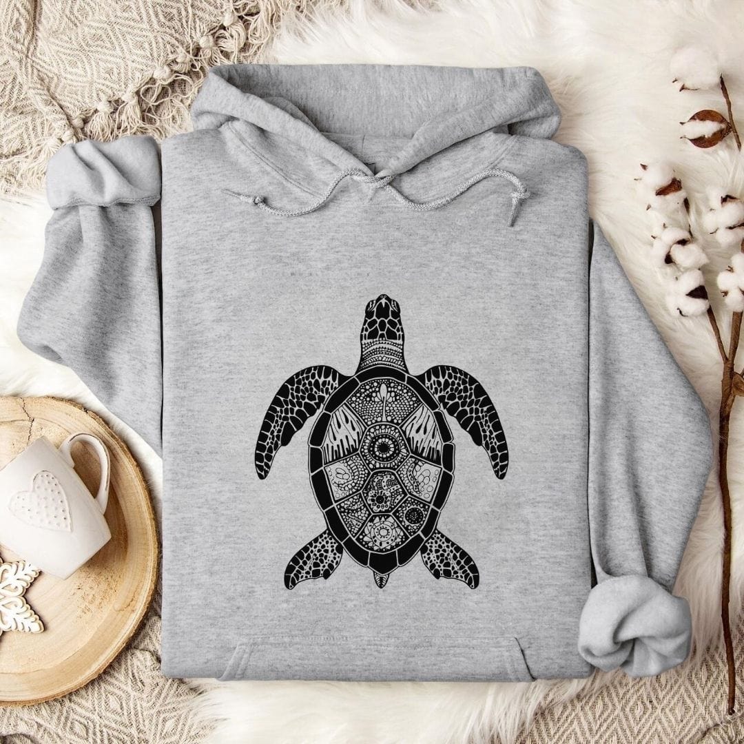 Zentangle Turtle Hoodie Sport Grey / S