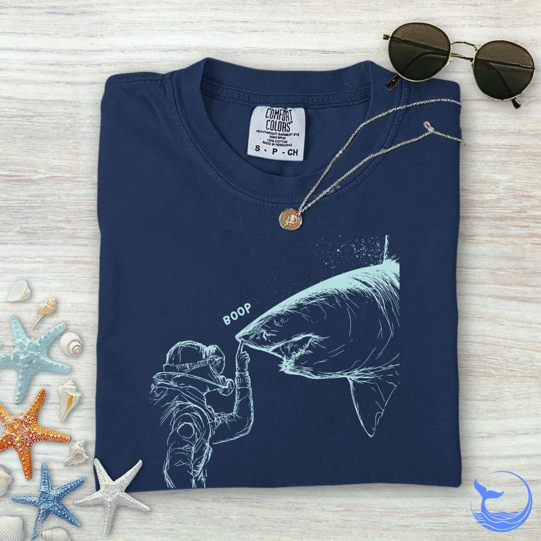 Boop, Shark Comfort Colors T-Shirt in True Navy - Dolce Reverie