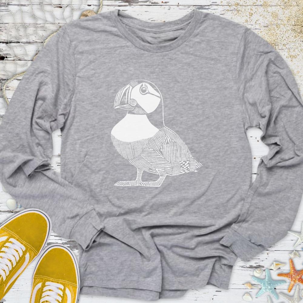 Puffin Line Art Long Sleeve Tee