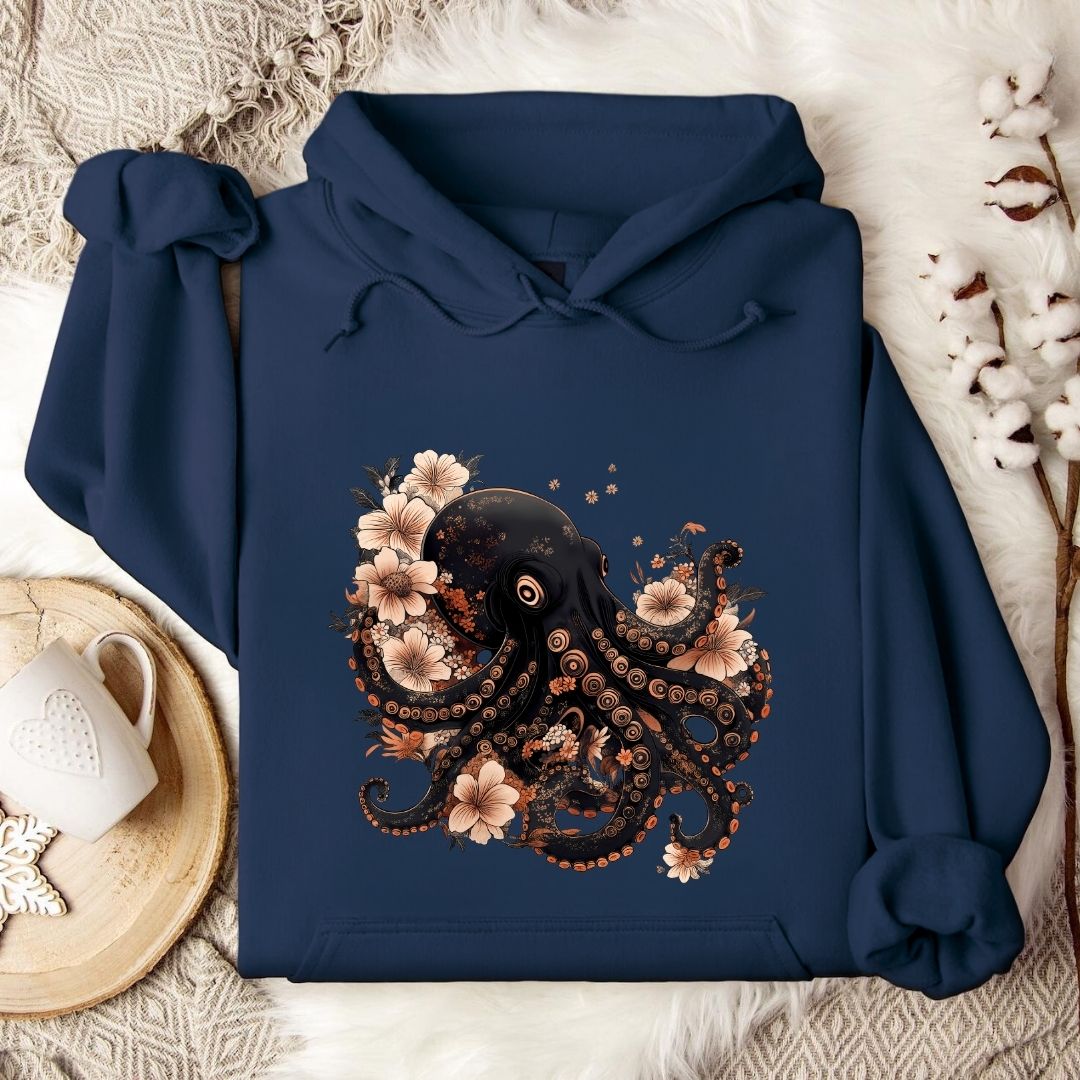 Japanese Octopus Hoodie in Navy - Dolce Reverie