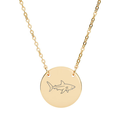Shark Engraved Coin Necklace
