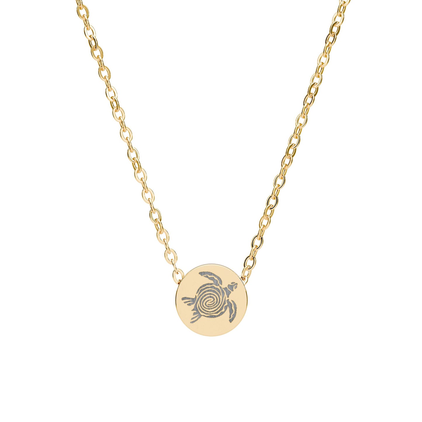 Turtle Mini Engraved Circle Necklace