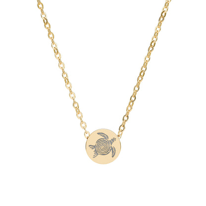 Turtle Mini Engraved Circle Necklace