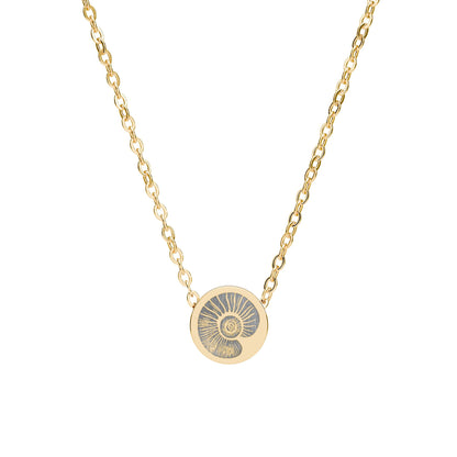Ammonite Mini Engraved Circle Necklace
