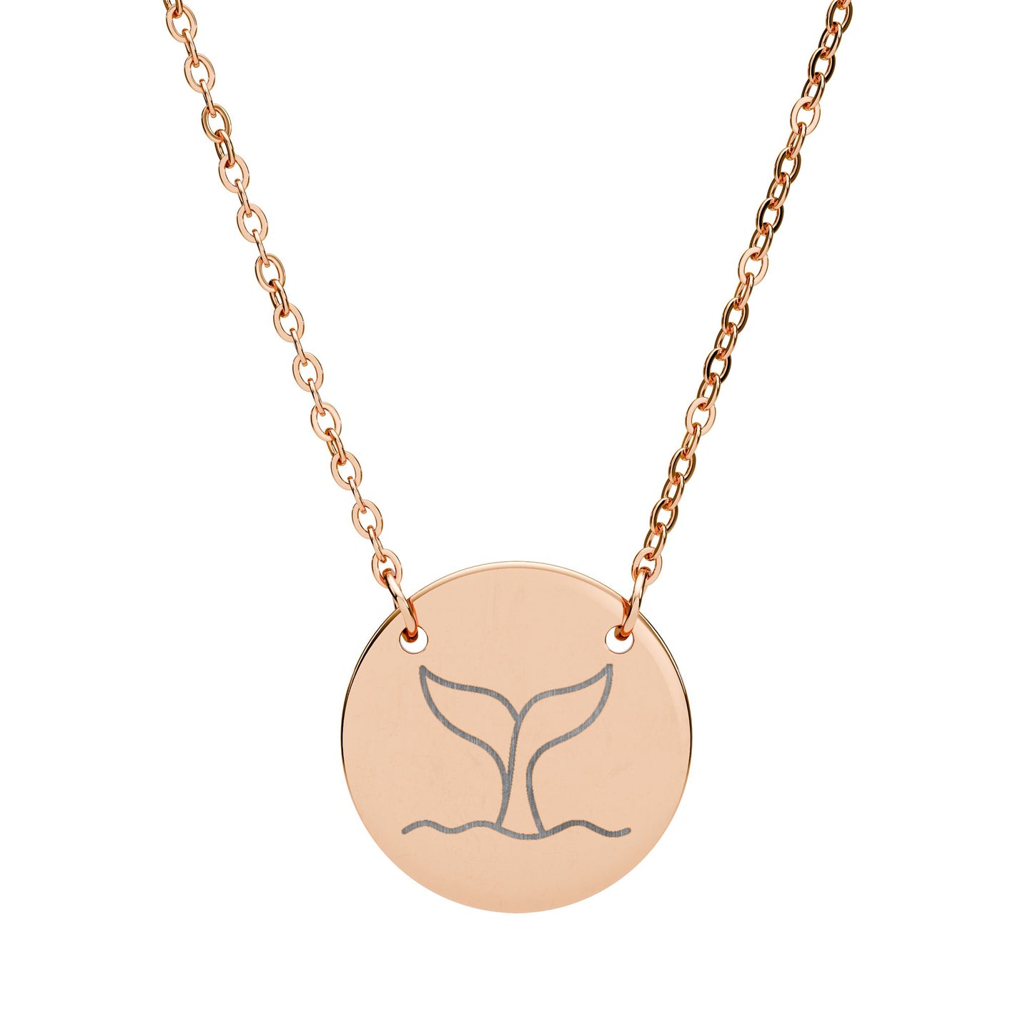 Whale Tail Engraved Coin Necklace