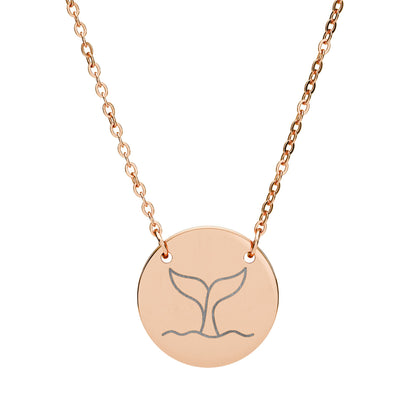 Whale Tail Engraved Coin Necklace