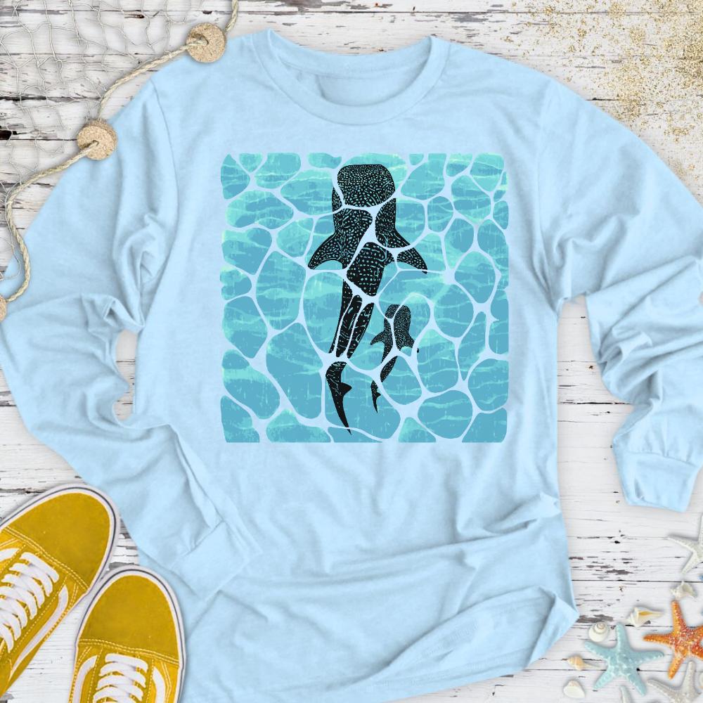 Swimming Whale Sharks Long Sleeve Tee