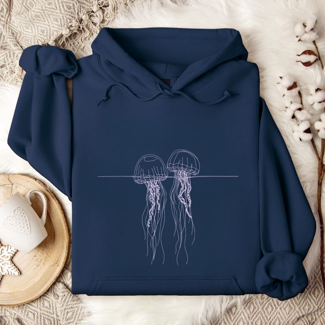 2 Floating Jellyfish Hoodie in Navy - Dolce Reverie