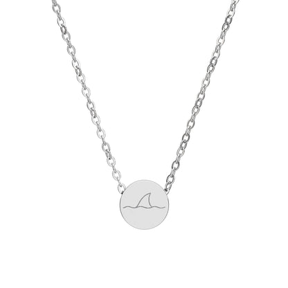 Shark Fin Mini Engraved Circle Necklace