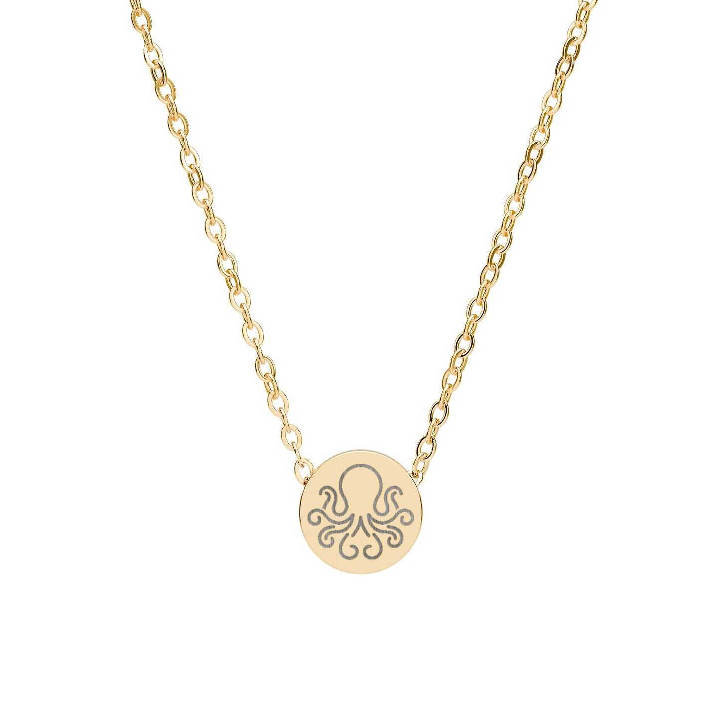 Octopus Mini Engraved Circle Necklace