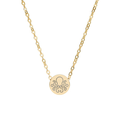 Octopus Mini Engraved Circle Necklace