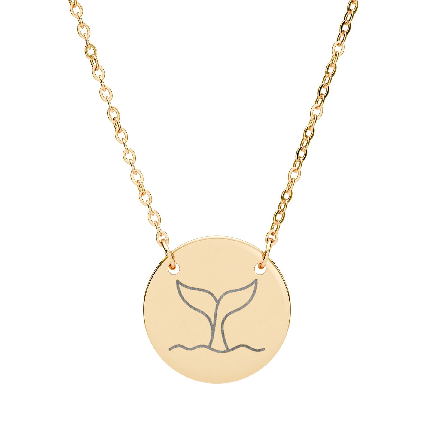 Whale Tail Engraved Coin Necklace