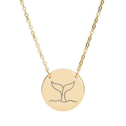Whale Tail Engraved Coin Necklace