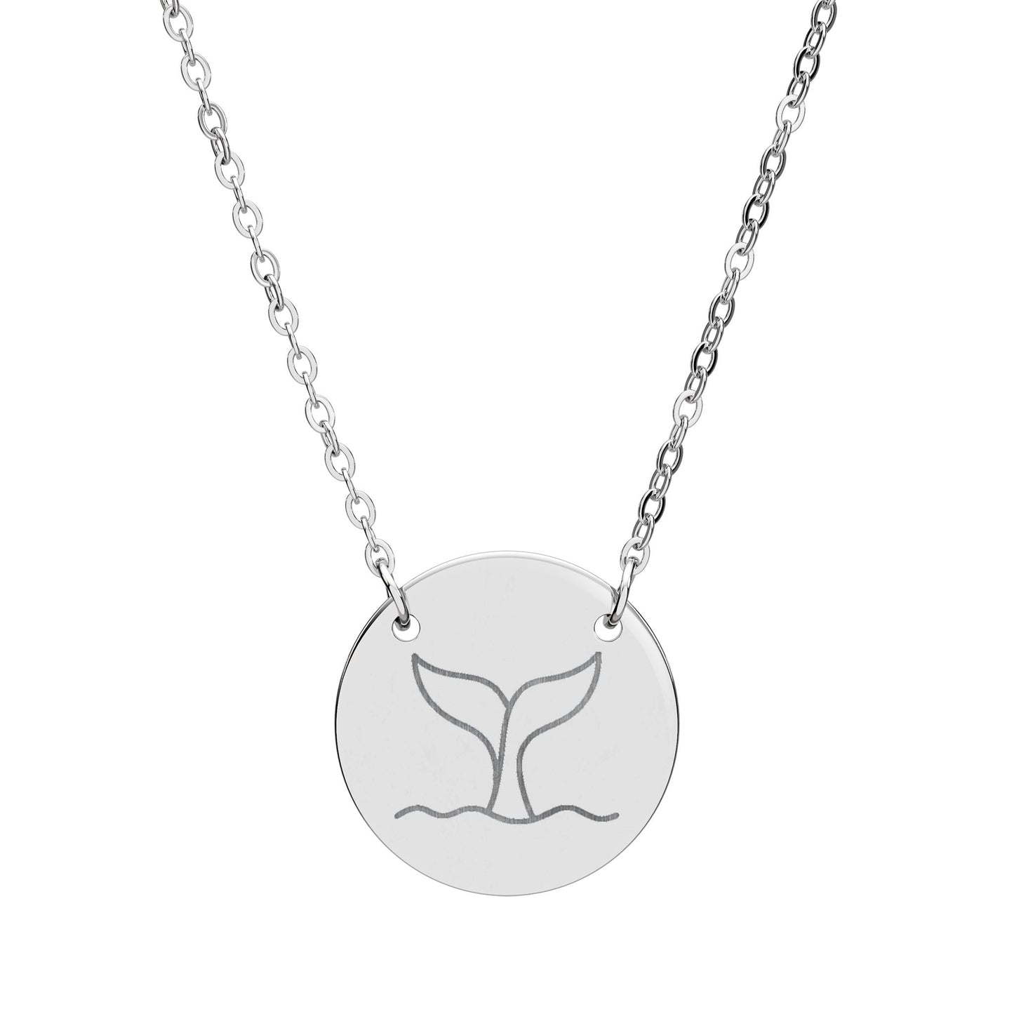 Whale Tail Engraved Coin Necklace