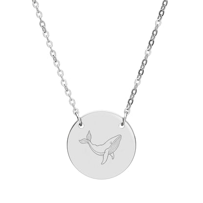 Whale Engraved Coin Necklace
